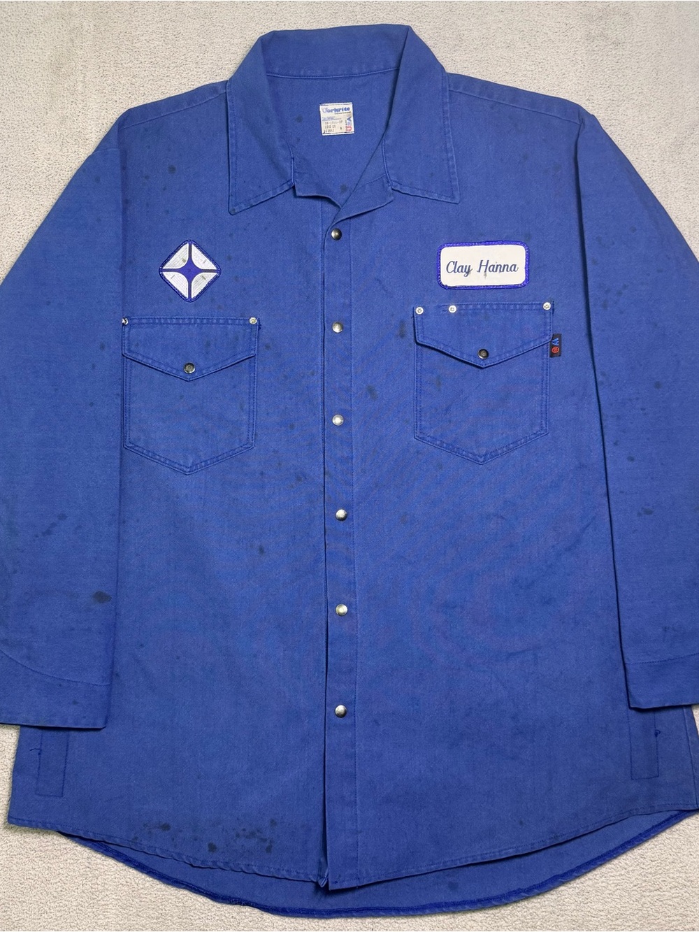 Vintage Workrite Nomex IIIA FR Work Shirt USA Made Mens 2XL Tall Blue Pearl Snap